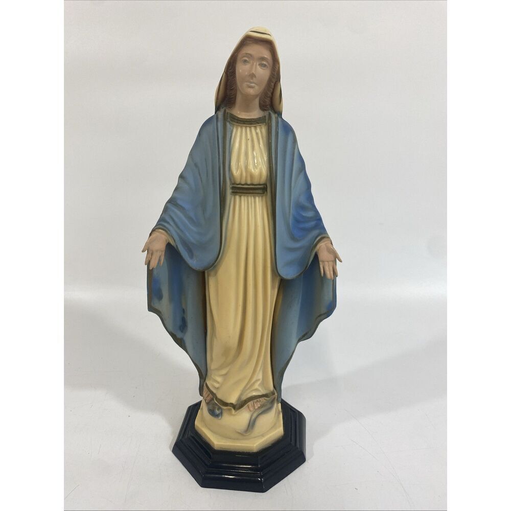 Vintage MCM Mother Mary Molded Plastic‎ 12” Catholic Figure Statue